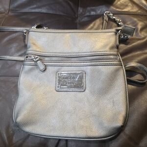Nicole Metallic Silver Crossbody Bag with Chain Accent